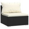 11 Piece Patio Lounge Set with Cushions Black Poly Rattan