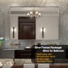 48x30inch Wall Mounted Bevel Wall Mirror For Bathroom Silver Metal Frame Decorative Rectangular Home Decor Corner Hangs Farmhouse Mirror(Horizontal &