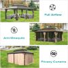 12' X 18' Hardtop Gazebo, Aluminum Metal Gazebo with Galvanized Steel Double Roof Canopy, Curtain and Netting, Permanent Gazebo Pavilion for Party, We