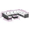 11 Piece Patio Lounge Set with Cushions Black Poly Rattan