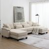 [VIDEO provided][New]Wide Seat Corduroy Modular Sectional Sofa Bed,Sleeper Couch Set with Armrest Pillow,6 Seat Free Combination Sofa with Ottomans
