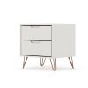 Manhattan Comfort Rockefeller 2.0 Mid-Century Modern 2-Drawer Nightstand in Off White