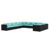 11 Piece Patio Lounge Set with Cushions Poly Rattan Black