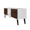 Manhattan Comfort Doyers 53.15 Mid-Century Modern TV Stand in White and Nut Brown