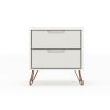 Manhattan Comfort Rockefeller 2.0 Mid-Century Modern 2-Drawer Nightstand in Off White