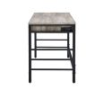 Disho Built-in USB Port Writing Desk; Light Weathered Oak & Black Finish YJ