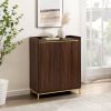 Contemporary Minimalist 2-Door Accent Cabinet – Dark Walnut