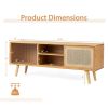 Modern TV Stand with Rattan Glass Sliding Doors