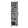 Nala Cleaning Cabinet, Double Door Cabinet, Four Legs, Five Shelves -White