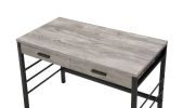Disho Built-in USB Port Writing Desk; Light Weathered Oak & Black Finish YJ