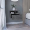 DEPOT E-SHOP Seward Floating Nightstand, Wall Mounted with Single Drawer and 2-Tier Shelf, Smokey Oak