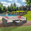Patio Furniture PE Wicker & Tempered Glass Table