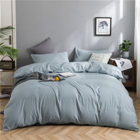 Simple Style Bedding 4 Piece Quilt Cover Sheet Pillowcase Cotton Spring Summer Autumn Winter Solid Two-color Student Dormitory (Color: SKY BLUE, size: 150x200cm 3-piece)