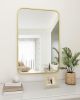 Wall-mounted makeup mirror Round corner square wall-mounted decorative mirror Aluminum frame bedroom bathroom creative dressing mirror Bath mirror Gol