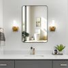 Wall-mounted makeup mirror Round corner square wall-mounted decorative mirror Aluminum frame bedroom bathroom creative dressing mirror Bath mirror Gol
