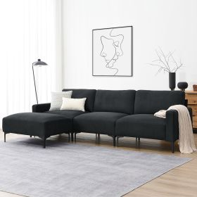[VIDEO provided] [New] 103.5*59" Modern L-shaped Sectional Sofa, 4-seat Velvet Fabric Couch Set with Convertible Ottoman (Color: as Pic)