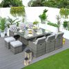 Direct Wicker 11-Piece Outdoor Wicker Dining Set Garden Rattan Dining Chair Lounge Set