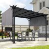 9.5 x 12 Ft Outdoor Pergola Patio Gazebo,Retractable Shade Canopy,Steel Frame Grape Gazebo,Sunshelter Pergola for Gardens,Terraces,Backyard
