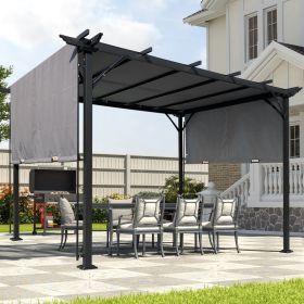 9.5 x 12 Ft Outdoor Pergola Patio Gazebo,Retractable Shade Canopy,Steel Frame Grape Gazebo,Sunshelter Pergola for Gardens,Terraces,Backyard (Color: Grey)