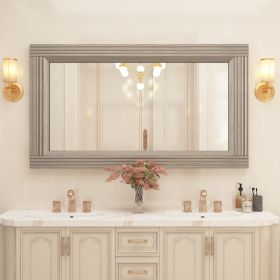 Solid Wood Frame Flat Bathroom Mirror-Large (48*30*2 inch: Gray)
