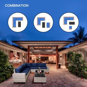7-Piece Outdoor Patio Furniture Sets, All-Weather Wicker Rattan Sectional Sofa (Main Material: Rattan+Glass, Main Color: White+Blue)