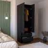 Vico Armoire Wardrove 76" H, Hanging Rod, 2 Drawers, 1 Shelf