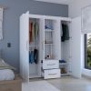 Valier Wardrobe, Deluxe Armoire with Multiple Storage Options and Metal Accents