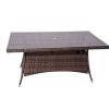 Direct Wicker Patio 7-Piece Brown Wicker Dining Set with Rattan Table and Armchair