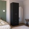 Vico Armoire Wardrove 76" H, Hanging Rod, 2 Drawers, 1 Shelf