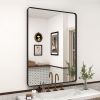 Wall-mounted makeup mirror Round corner square wall-mounted decorative mirror Aluminum frame bedroom bathroom creative dressing mirror Bath mirror Gol